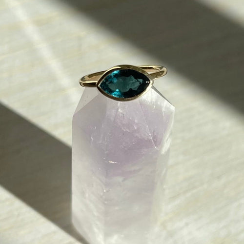 Dark Blue Tourmaline Ring