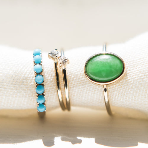 Tiny Diamond & Jade Rings
