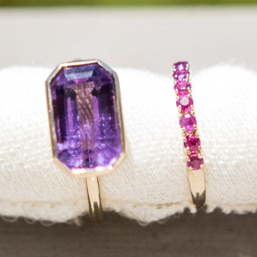 Pink Sapphire & Large Amethyst Rings